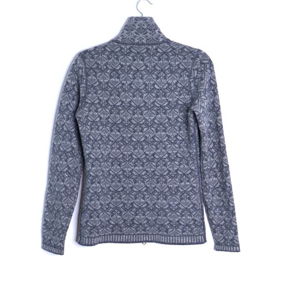 FJALLRAVEN Snow Wool Cardigan Grey Jacquard Full Zip Long Sleeve Women's XS - Picture 2 of 12